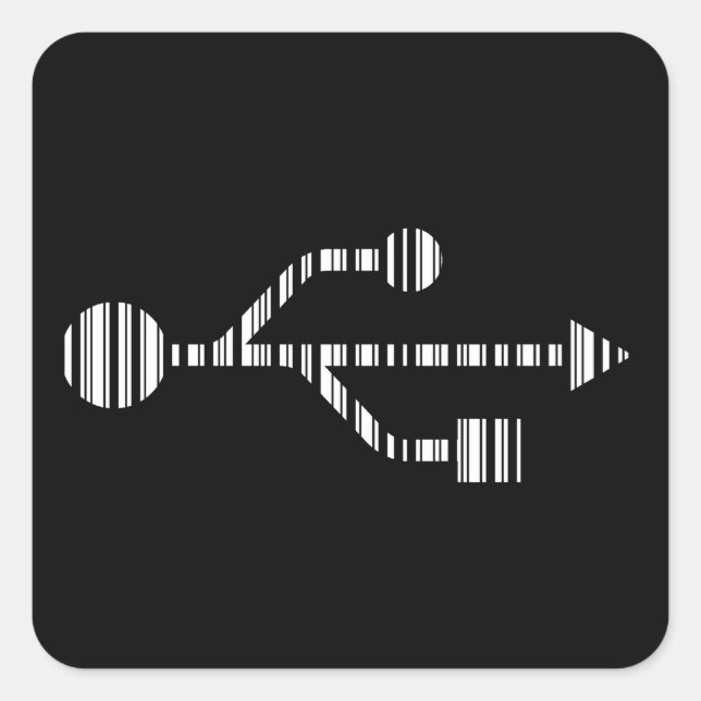 USB LOGO BAR CODE Computer Barcode Pattern Design Square Sticker (Front)