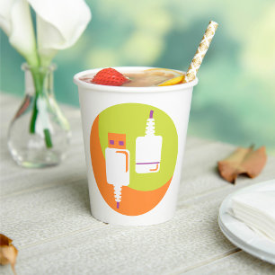 USB Plug Icon Paper Cups