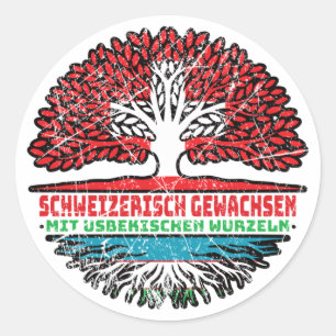 Usbekistan Usbekisch Schweizer Schweiz Baum Wurzel Classic Round Sticker