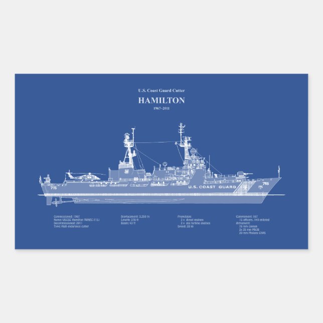 USCG Cutter Hamilton whec-715 - ABD Sticker (Front)