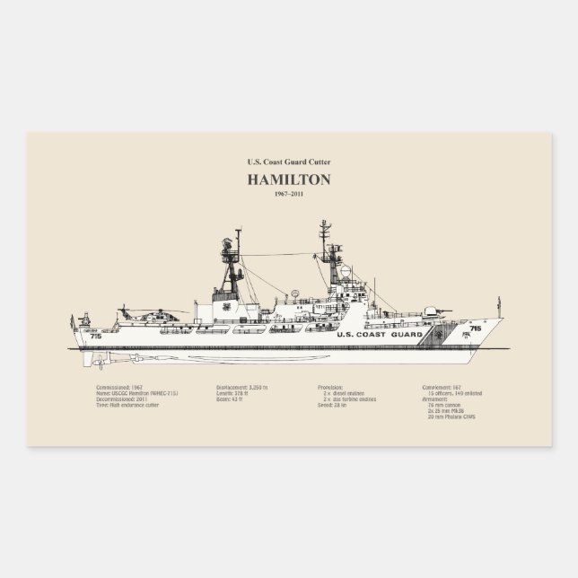 USCG Cutter Hamilton whec-715 - SBD Sticker (Front)