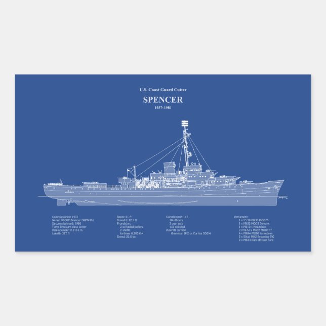 USCG Cutter Spencer wpg-36 - ABD Sticker (Front)