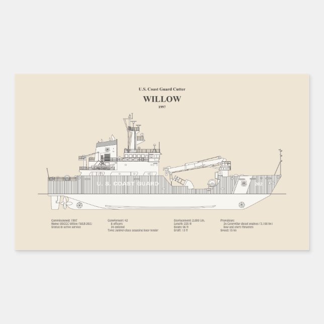 USCG Cutter Willow wlb-202 - SBD Sticker (Front)