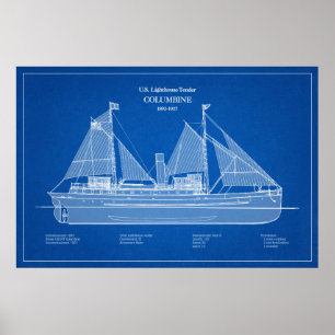 USCG Lighthouse Tender Columbine – ABD Poster