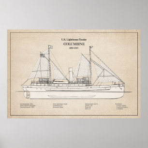 USCG Lighthouse Tender Columbine - SBD Poster