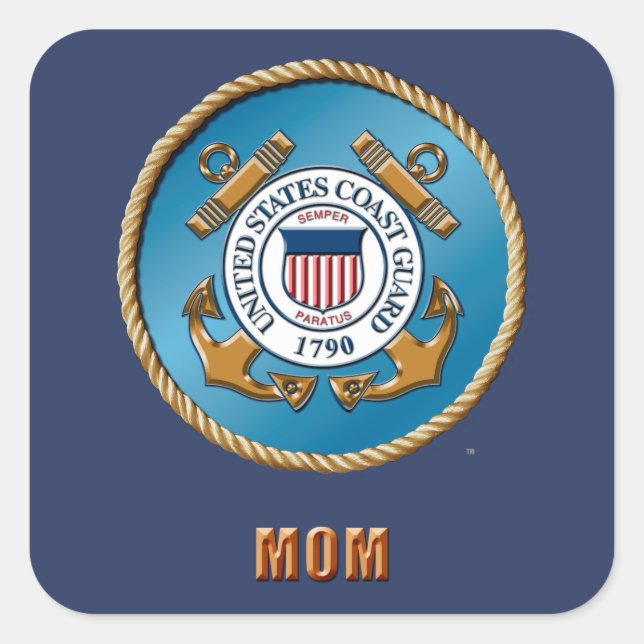 USCG Mom Square Stickers, Glossy Sticker (Front)