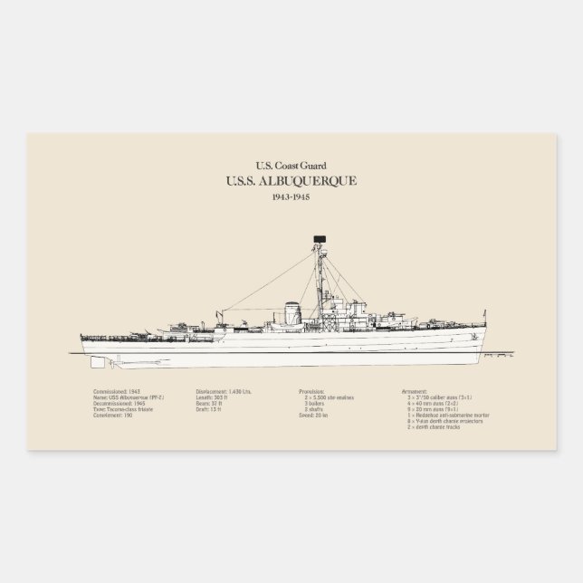 USCG USS Albuquerque PF-7 – SBD Sticker (Front)