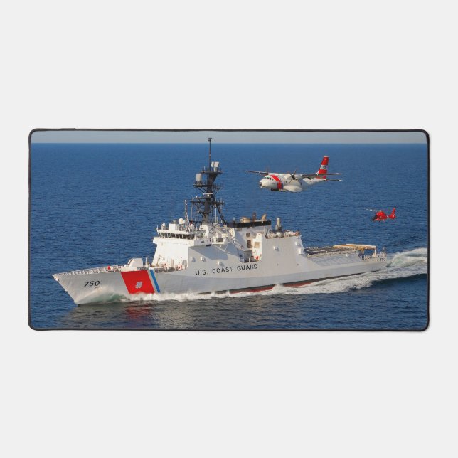 USCGC BERTHOLF with HC-144 and MH-65D   Desk Mat (Front)