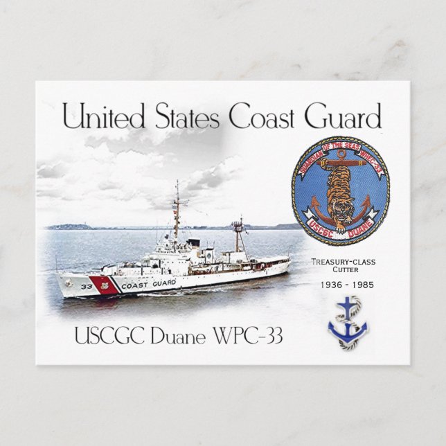 USCGC DUANE WPC-33 CUTTER POSTCARD (Front)