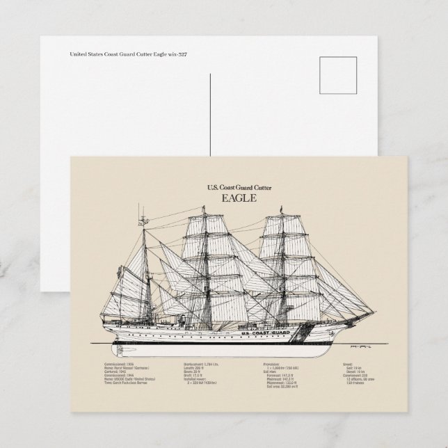 USCGC Eagle wix-327 - SBD Postcard (Front/Back)