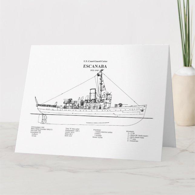 USCGC Escanaba wpc-77 - BD Thank You Card (Front)