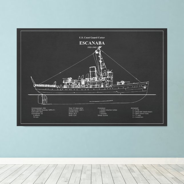 USCGC Escanaba wpc-77 – PD Canvas Print (Insitu(Wood Floor))