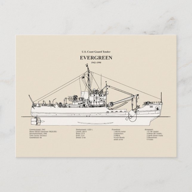 USCGT Evergreen wlb-295 - SBD Postcard (Front)