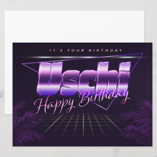 Uschi Nom Prénom lila retro Carte Anniversaire