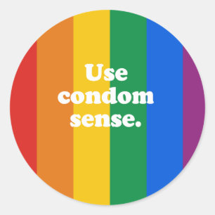 Use condom sense classic round sticker