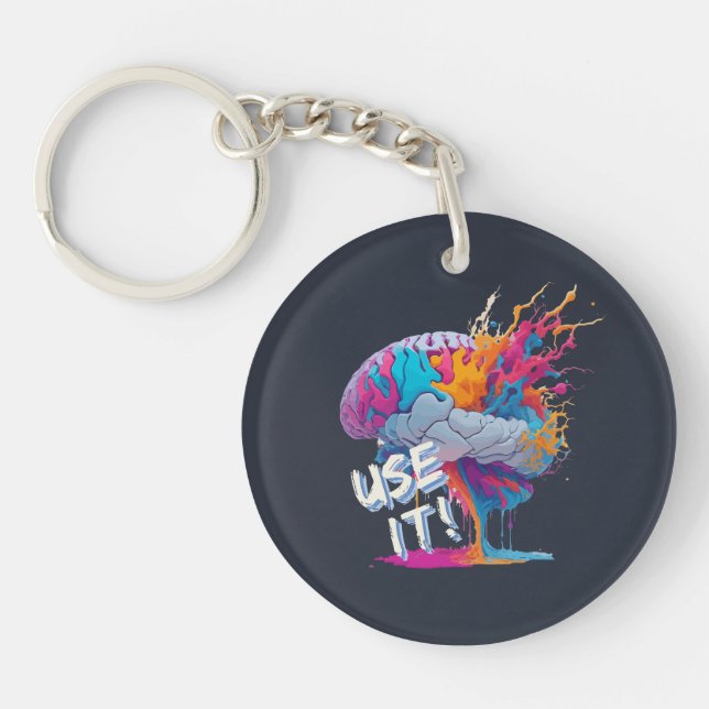 Use It - Colourful Splash Brain Keychain (Front)