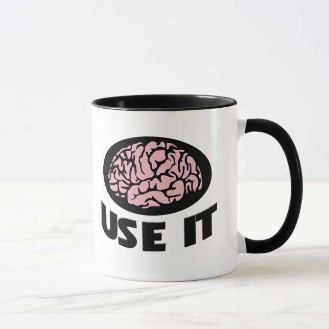 "Use It" Mug – Minimalist Pink Brain Design  (Right)
