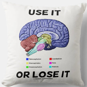 Use It Or Lose It Anatomical Brain Advice Humour Throw Pillow