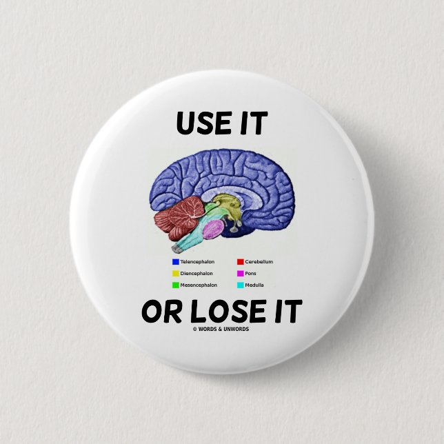 Use It Or Lose It (Brain Anatomy Humour Saying) 2 Inch Round Button (Front)