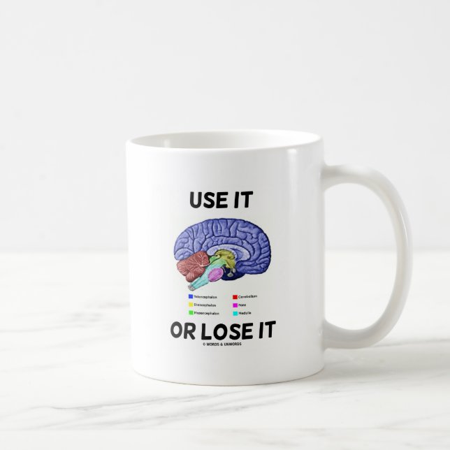 Use It Or Lose It (Brain Anatomy Humour Saying) Coffee Mug (Right)
