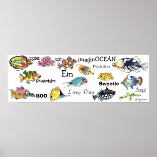 Use ur ImagineOCEAN cartoon fish banner Med Poster