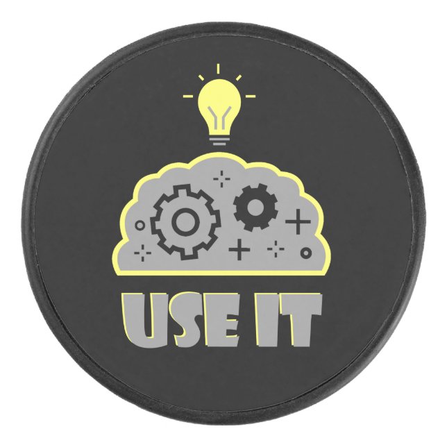 Use your brain hockey puck (Front)