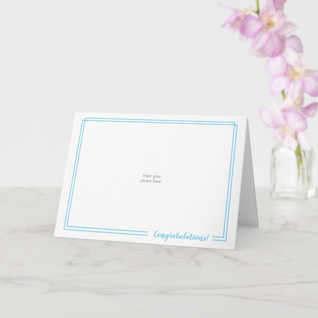 Use Your Own Photo: DoubleBlueBorder Congrats Card (Orchid)