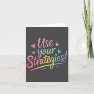 Use Your Strategies Test Day Teacher Student Motiv Card