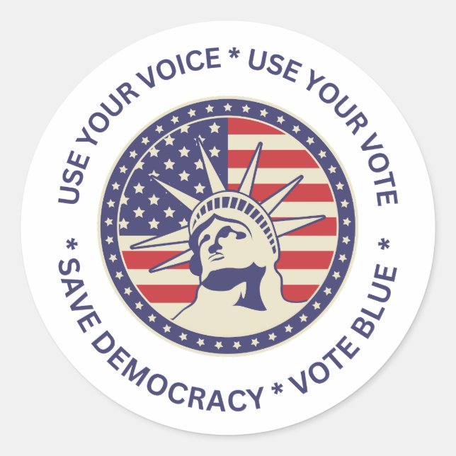 Use Your Vote Patriotic Liberty Badge  Classic Round Sticker (Front)