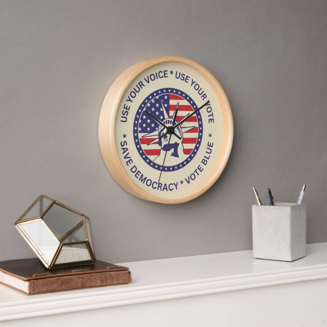 Use Your Vote Patriotic Liberty Badge  Clock (Office)