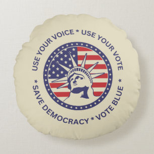 Use Your Vote Patriotic Liberty Badge Round Pillow