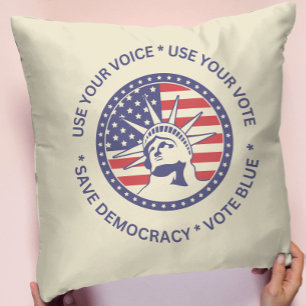 Use Your Vote Patriotic Liberty Badge  Throw Pillow