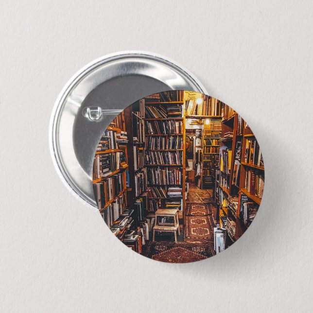 Used Bookstore Book Lovers Photo 2 Inch Round Button (Front & Back)