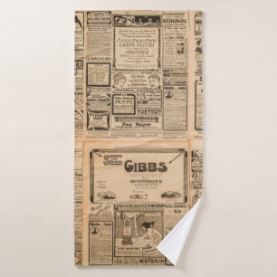 Used paper background. Old newspaper page with vin Bath Towel
