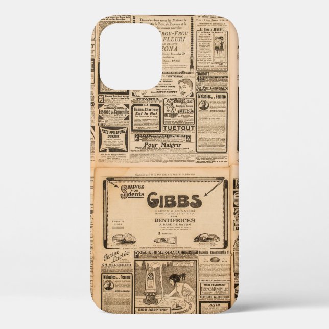 Used paper background. Old newspaper page with vin Case-Mate iPhone Case (Back)