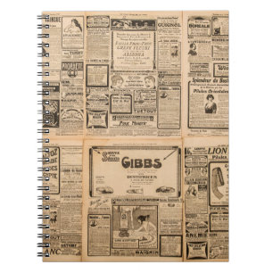 Used paper background. Old newspaper page with vin Notebook