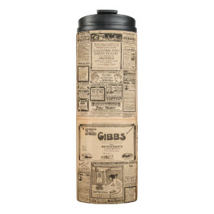 Used paper background. Old newspaper page with vin Thermal Tumbler