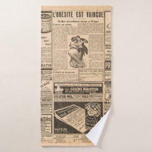 Used paper background. Old newspaper pages with vi Bath Towel