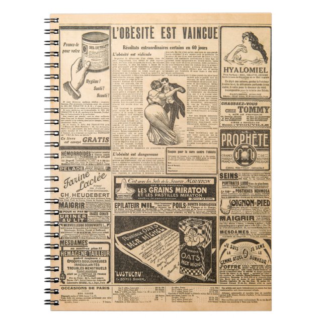 Used paper background. Old newspaper pages with vi Notebook (Front)