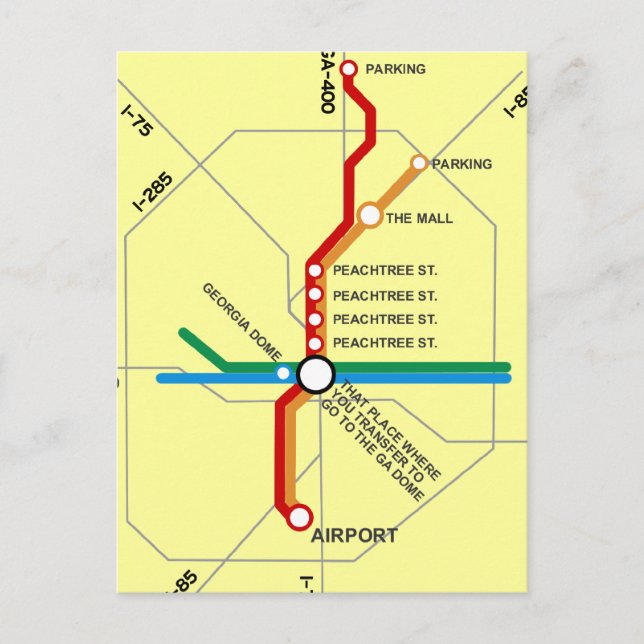 Useful Atlanta Subway Map Postcard (Front)