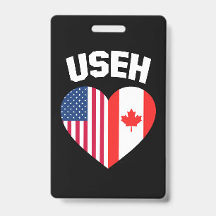 USEH America Canada Flag Funny American Canadian Badge