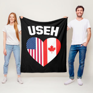 USEH America Canada Flag Funny American Canadian Fleece Blanket