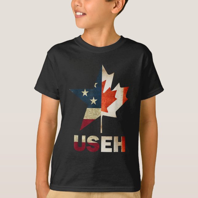 USEH Leaf Canadian American Flag Canada USA Flag G T-Shirt (Front)