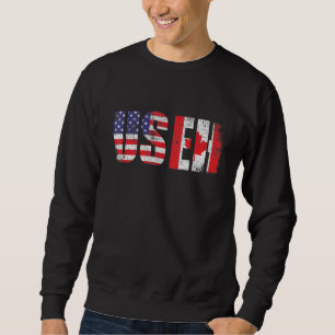 Useh Vintage Usa Pride Us Flag Canada Day Canadian Sweatshirt