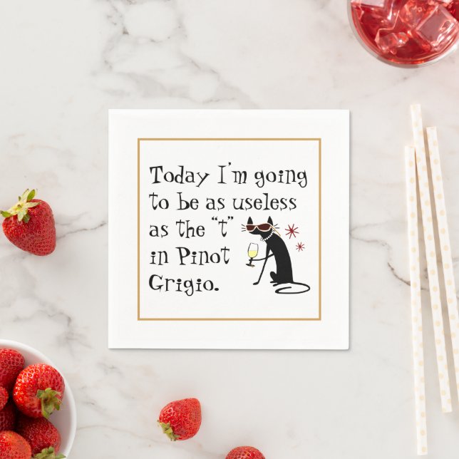 Useless as the T in Pinot Grigio Funny Wine Napkin (Insitu)