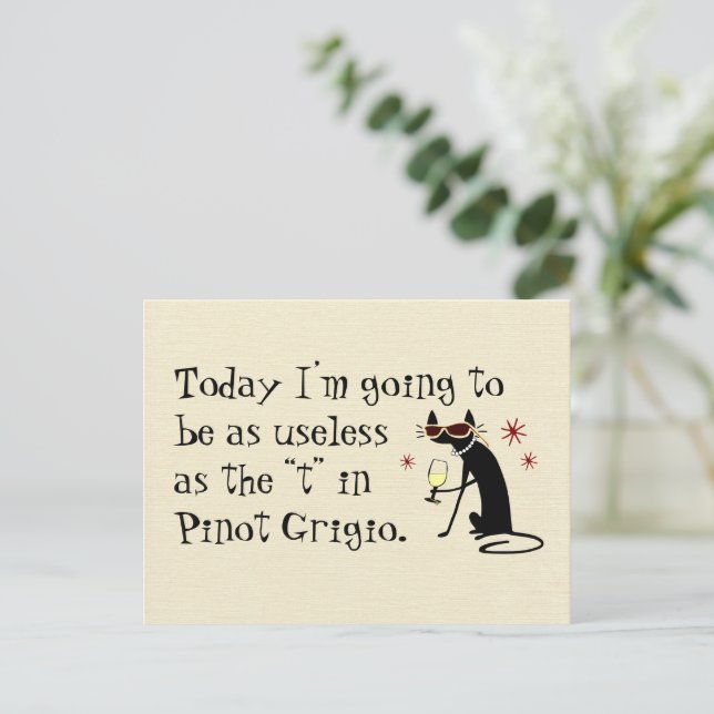 Useless as the T in Pinot Grigio Funny Wine Postcard (Standing Front)