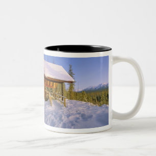 USFS Schnauss Cabin rental in Winter ovelooking Two-Tone Coffee Mug