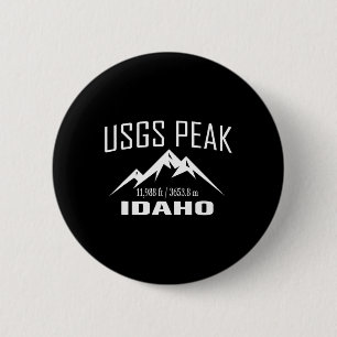 Usgs Peak Idaho Climbing Summit Club Outdoor Adven 2 Inch Round Button