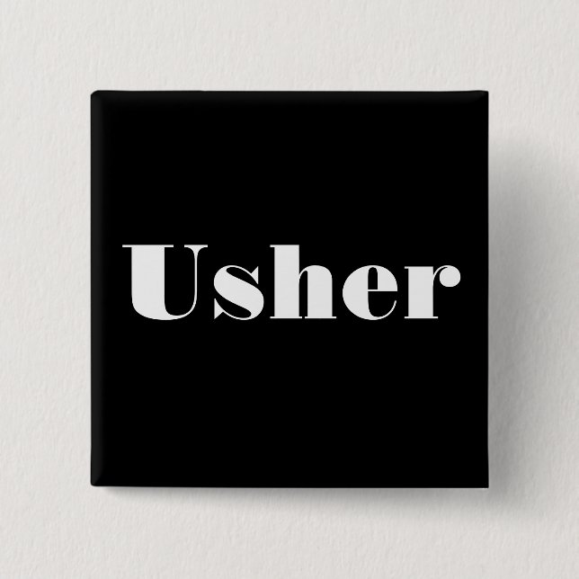 Usher 2 Inch Square Button (Front)