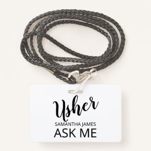 Usher Ask Me Name Badge